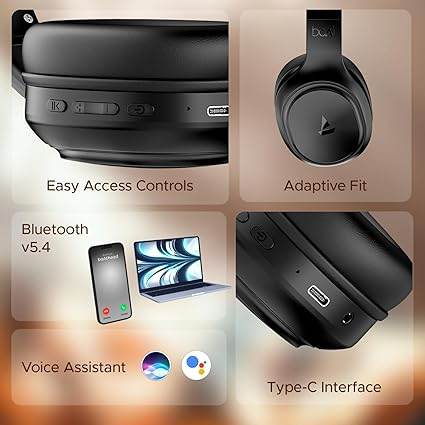 boAt Rockerz 430, 40mm Drivers, Beast Mode (40ms Latency), 40hrs Playback, Bluetooth Over Ear Headphones (Bold Blue) - Rajputtrade