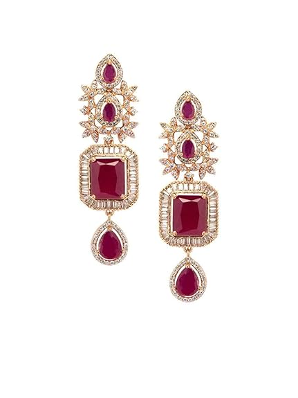 Rose Gold Plated Handcrafted Artificial Jewelry Set-Earrings For Women and Girls - Rajputtrade