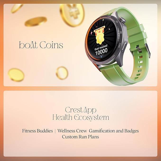 boAt Enigma Radiant Men's Luxury Watch w/Functional Crown, Upto 6 Days Battery, 1.43"(3.63 cm) AMOLED Display Smart Watch (Olive Green) - Rajputtrade