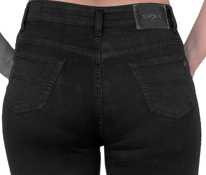 Stretchable Denim Pencil Fit Regular Fit High Waist Jeans for Women (50) -Black - Rajputtrade