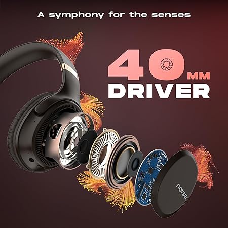 Noise Newly Launched Three Wireless On-Ear Headphones with 70H Playtime, 40mm Driver, Low Latency(up to 45ms),Dual Pairing, BT v5.3 (Black) - Rajputtrade
