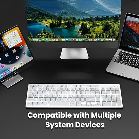 Wireless Keyboard and Mouse Combo, TECPHILE Multi Device Keyboard (3 Bluetooth5.0 + 2.4Ghz USB) Connectivity, Keyboard Protector, Easy Switch, Quiet, Rechargeable, for Computer, Tablet, Mac, Desktop - Rajputtrade