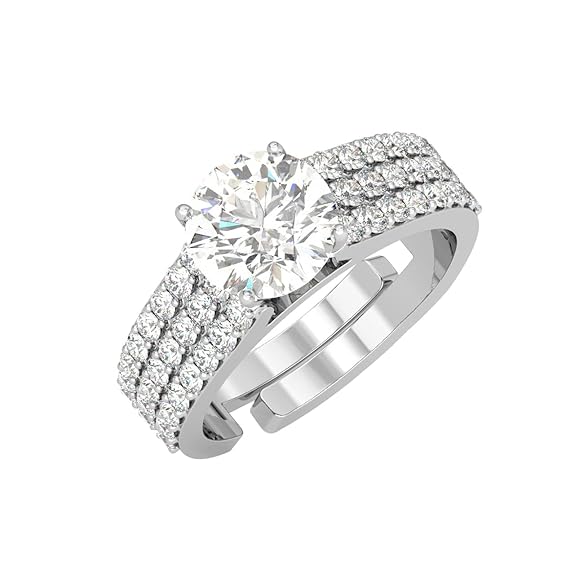Pure 925 Sterling Silver Solitaire Finger Ring with Adjustable Band | Gift for Women Girls Wife Girlfriend | Multiple Design Options - Rajputtrade