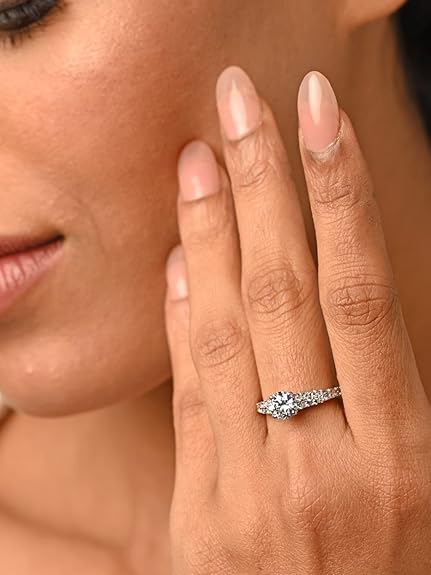 Pure 925 Sterling Silver Solitaire Finger Ring with Adjustable Band | Gift for Women Girls Wife Girlfriend | Multiple Design Options - Rajputtrade