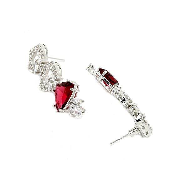 Choker Necklace And Drop Earrings Jewellery Set For Women (Red) - Rajputtrade