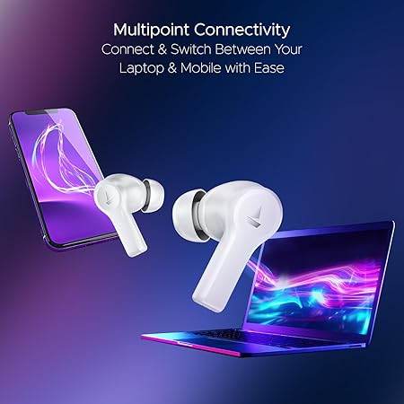 boAt Nirvana Lucid w/ 32 dB ANC, Multi-Point Connectivity, in-Ear Detection, 60HRS Playback, Hearables App, 4 Mics ENx, IPX5 Truly Wireless in Ear Earbuds, TWS Ear Buds(Zinc White) - Rajputtrade