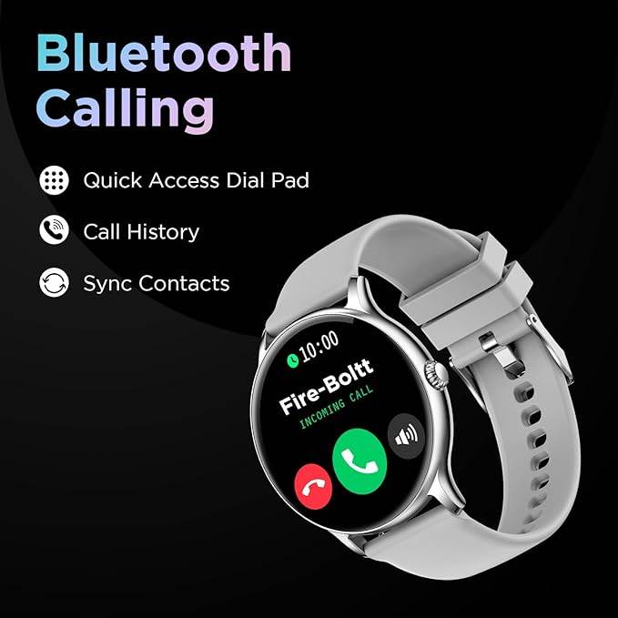 Fire-Boltt Phoenix Smart Watch with Bluetooth Calling 1.3,120+ Sports Modes, 240 * 240 PX High Res (Silver Grey) - Rajputtrade