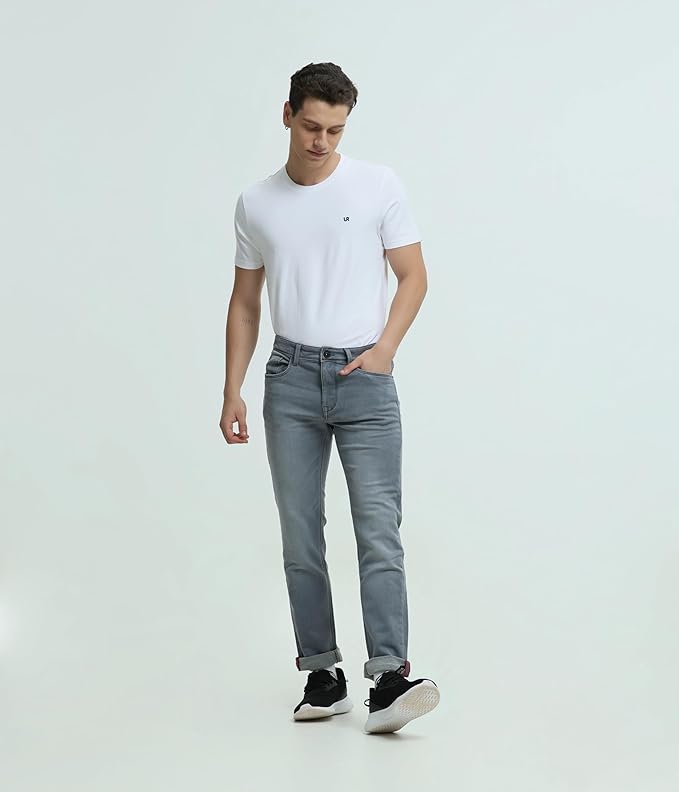 TURMS Men's Black Solid Mid Rise Stretchable Adventure Comfort Denim Pant Cotton Rich Jeans - Rajputtrade