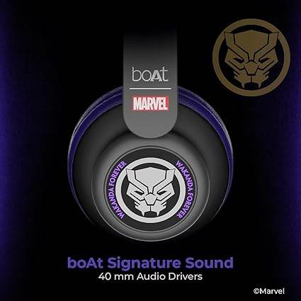 boAt Rockerz 450 Black Panther Edition Bluetooth Wireless On Ear Headphones with mic, 15 Hours Battery (King's Purple) - Rajputtrade