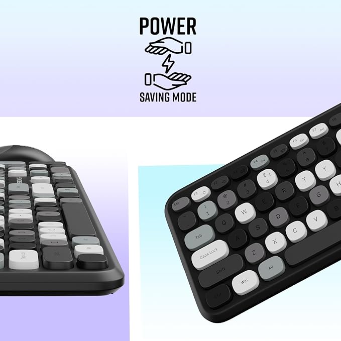 ZEBRONICS Companion 302 2.4GHZ Wireless Keyboard & Mouse Combo with UV Printed Keys,13 Multimedia Keys,800/1400/1600 DPI,High Precision,Advanced Optical Sensor Technology(Black + Grey)