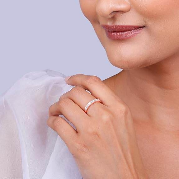 925 Silver Rose Gold Slender Ring,Fixed Size, Indian - 12, US - 6 | Gifts for Women and Girls | - Rajputtrade