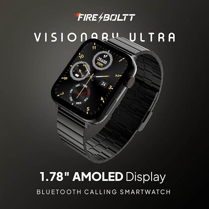 Fire-Boltt Visionary Ultra 1.78" AMOLED, Stainless Steel Luxury Smart Watch, TWS Connection (Black) - Rajputtrade