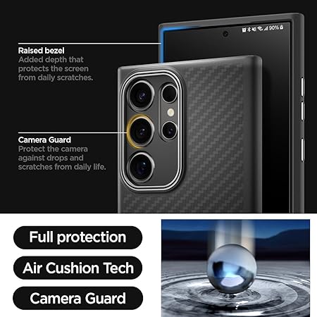 Spigen Enzo Aramid for Samsung Galaxy S24 Ultra Case, Galaxy S24 Ultra Back Cover - Matte Black