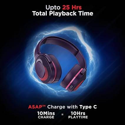 boAt Rockerz 425 Bluetooth Headphones Wireless On Ear Headphones Signature Sound, Enx Tech, ASAP Charge, 25H Playtime (Techno Purple) - Rajputtrade