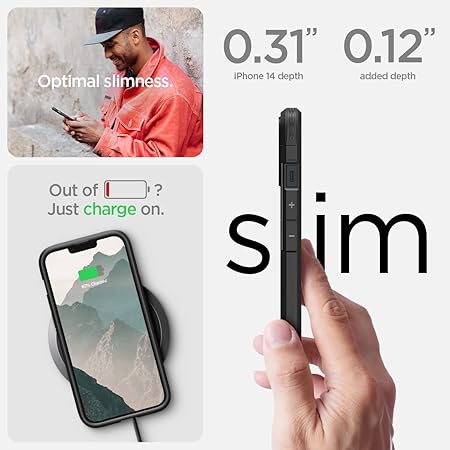 Spigen Tough Armor MagFit Back Cover Case Compatible with iPhone 14 (TPU + Poly Carbonate | Black)