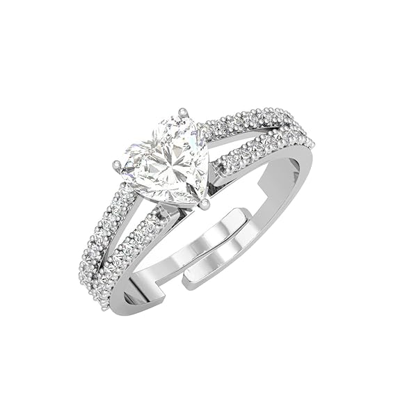 Pure 925 Sterling Silver Solitaire Finger Ring with Adjustable Band | Gift for Women Girls Wife Girlfriend | Multiple Design Options - Rajputtrade