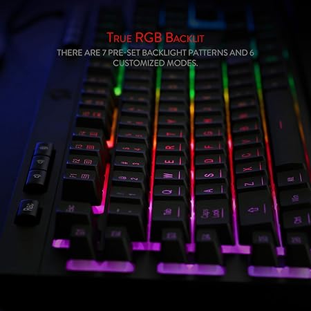 Redragon Shiva K512 RGB Backlit Membrane Wired Gaming Keyboard with Multimedia Keys, 6 Extra On-Board Macro Keys, Dedicated Media Control, Detachable Wrist Rest- Black - Rajputtrade