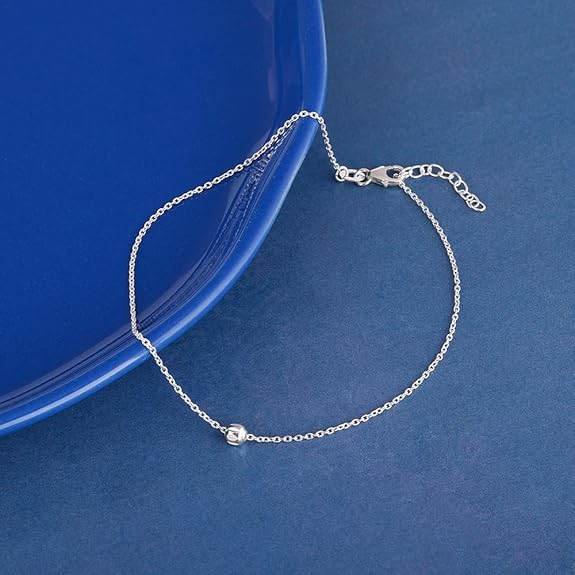 925 Silver 18k Gold Plated Rose Gold Zircon Studded Black Bead Anklet | Gifts for Women & Girls - Rajputtrade
