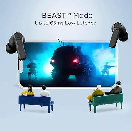 boAt Airdopes 393ANC True Wireless in Ear Earbuds with 32dB Hybrid ANC, Quad Mics with ENx™ Tech, 30 Hours Playback, Beast™ Mode,ASAP™ Charge,Ambient Mode,Bluetooth v5.2 IWP™,IPX5(Rogue Black) - Rajputtrade