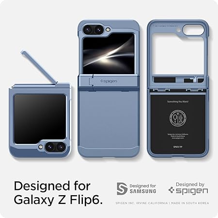 Spigen Tough Armor Pro for Samsung Galaxy Z Flip 7 FE Case, Galaxy Z Flip 6 Back Cover - TPU+PC|Sierra Blue