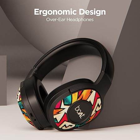 boAt Rockerz 550 Bluetooth Wireless Over Ear Headphones with Upto 20 Hours Playback, 50MM Drivers (Black) - Rajputtrade