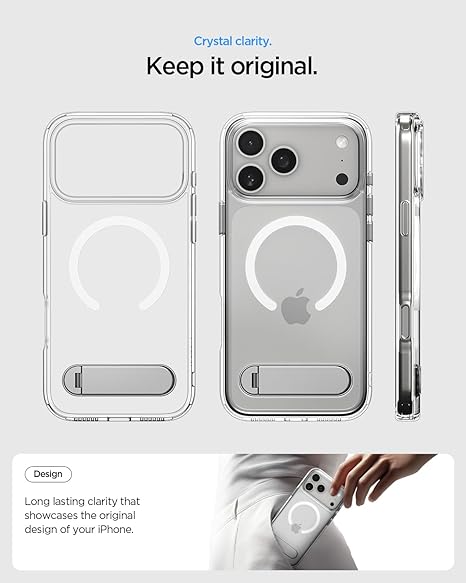 Spigen Ultra Hybrid S MagFit Back Cover Case Compatible with iPhone 17 Pro (TPU + Poly Carbonate | Clear White)