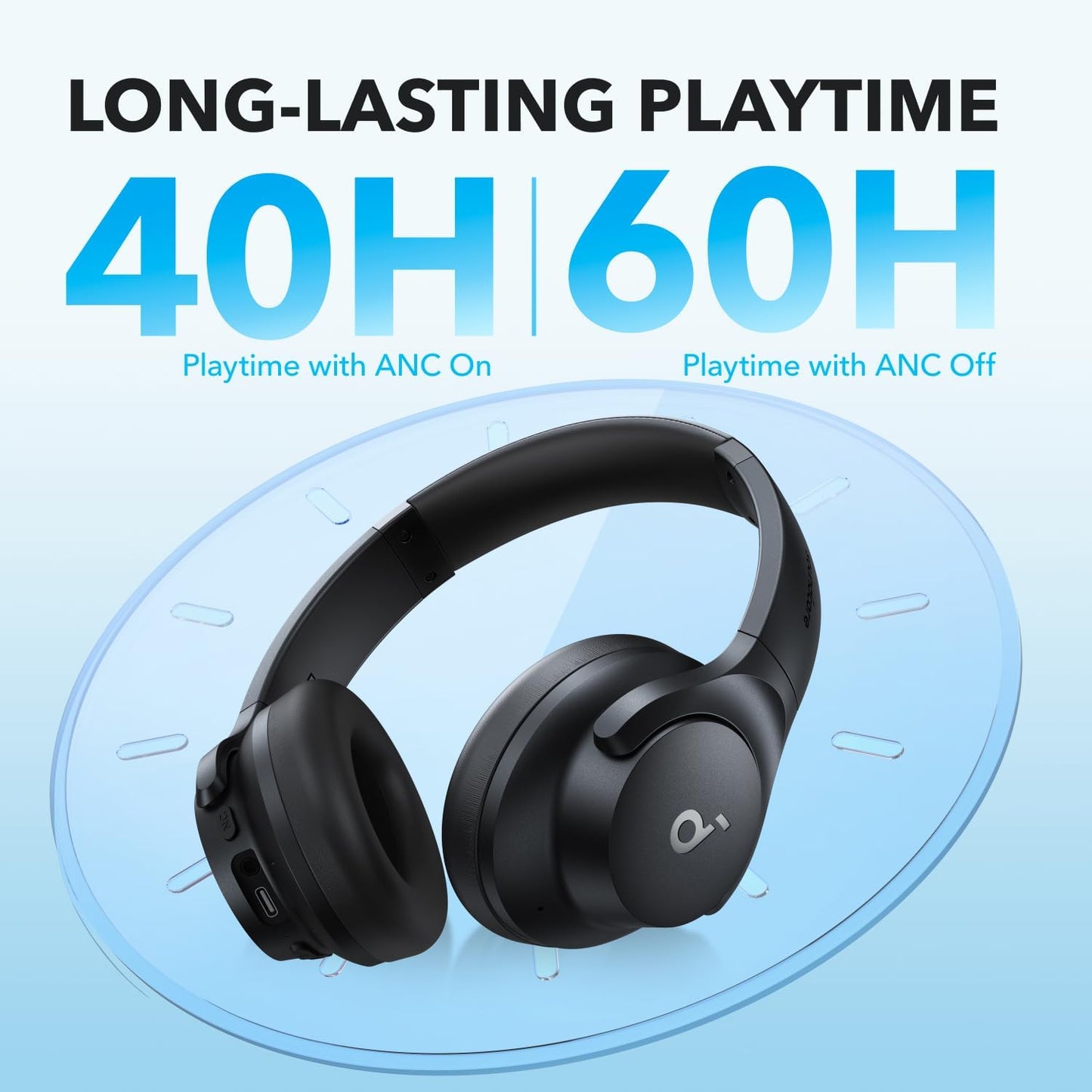 soundcore by Anker Q20i Wireless Bluetooth Over-Ear Headphones with Hybrid Active Noise Cancelling, 40h Playtime in ANC Mode, Hi-Res Audio (3 color options)
