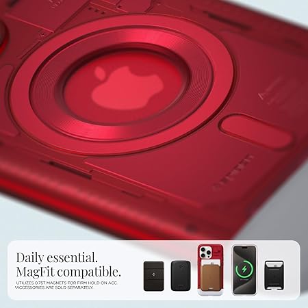 Spigen Classic C1 MagFit Back Cover Case Compatible with iPhone 15 Pro Max (TPU + Poly Carbonate | Ruby)