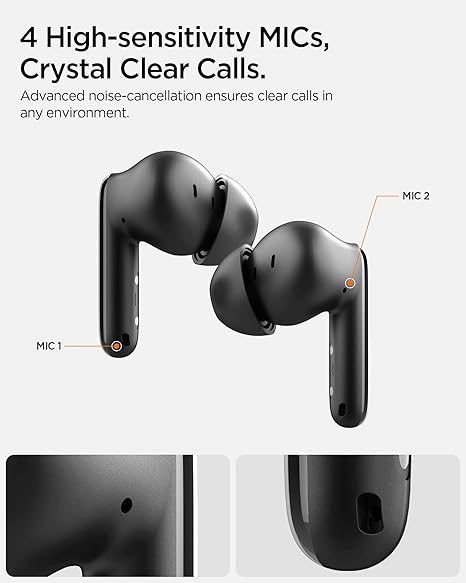 Spigen Audio Newly Launched SA-TW S10 True Wireless in Ear Earbuds with 30H Playtime, Upto 28dB ANC, 10mm Driver, IPX5 (2 Color Options)