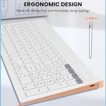 TECPHILE Wireless Keyboard and Mouse Combo, Multi Device Keyboard (3 BT5.0 + 2.4Ghz USB) and Mouse (BT5.0 + USB) Connectivity, Silent Easy Switch, Rechargeable, for Laptop,Mac,Tablet,Computer (White) - Rajputtrade