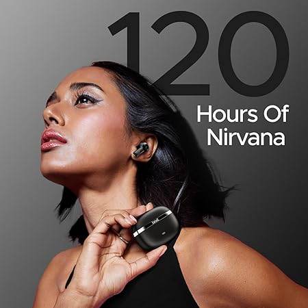 boAt Nirvana Ion, 120HRS Battery, Crystal Bionic Sound w/Dual EQ Modes, 4Mics ENx, App Support, Low Latency, IPX4, v.5.2 Bluetooth Earbuds, TWS Ear Buds Wireless Earphones with mic (Charcoal Black) - Rajputtrade