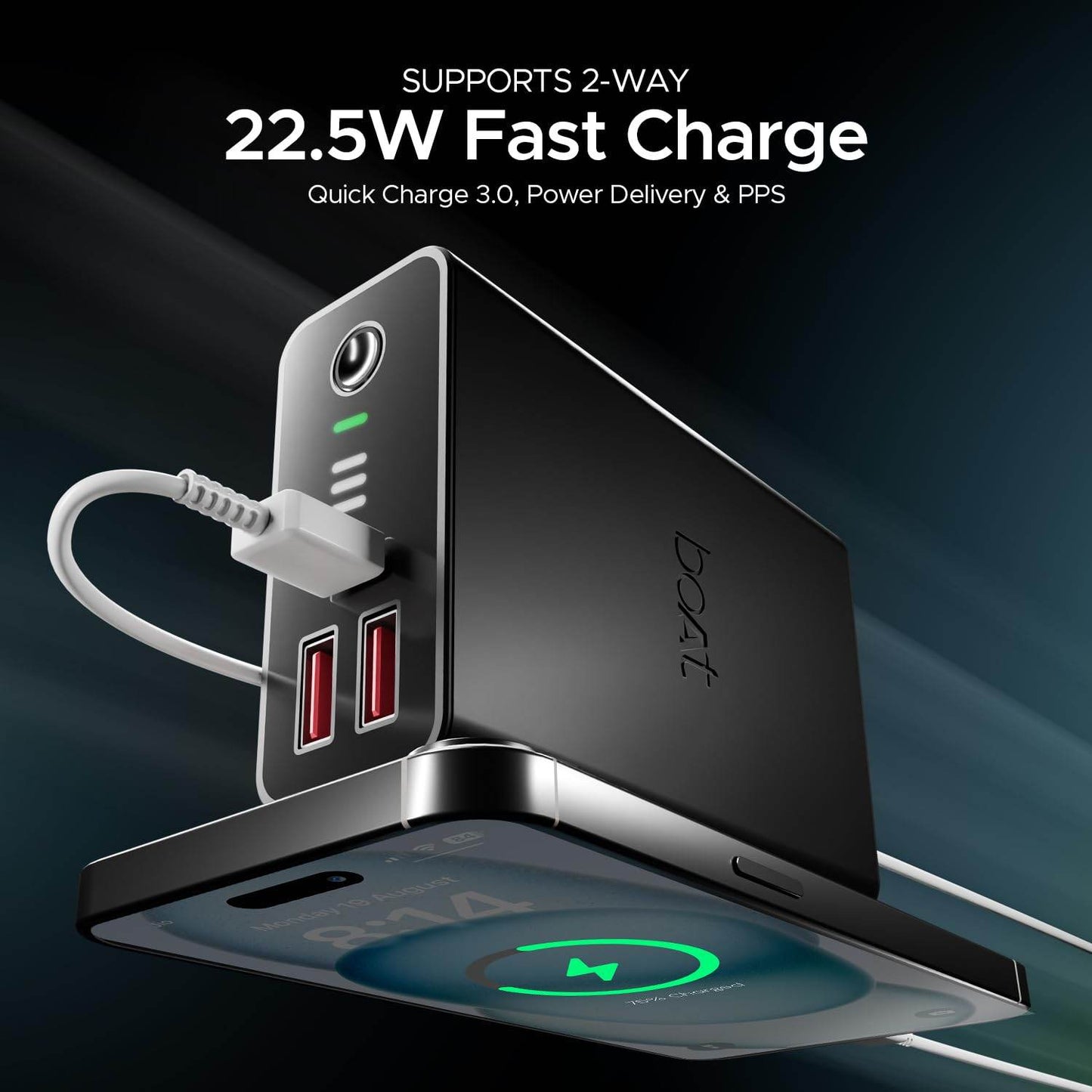 boAt Energyshroom PB401 20000mAh Power Bank |Carbon Black) - Rajputtrade