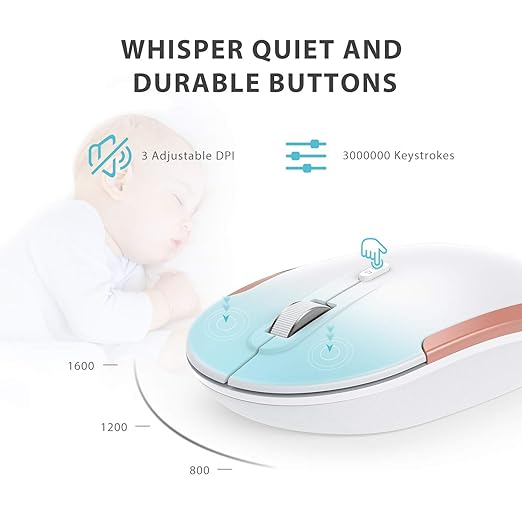 USB Wireless Keyboard and Mouse Set GK08 - Rechargeable Wireless Keyboard Full Size Design with Number Pad, 2.4G Stable Connection Slim GK08 Keyboard Mouse Combo, Rose Gold - Rajputtrade