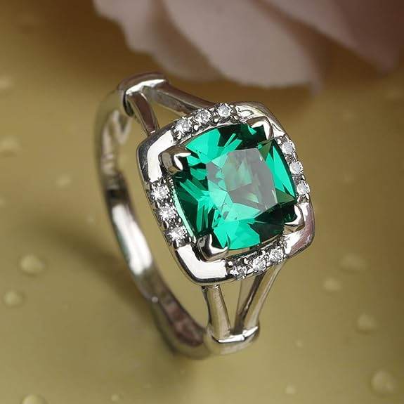 925 Sterling Silver Cushion Stone Ring with Adjustable Band | Gift for Women Wife Girls - Rajputtrade