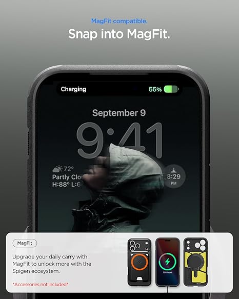 Spigen Tough Armor T MagFit Back Cover Case Compatible with iPhone 17 Pro Max (TPU + Poly Carbonate | Black)