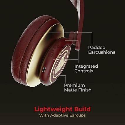 boAt Rockerz 450, 15 HRS Battery, 40mm Drivers, Padded Ear Cushions, Wireless Headphone with Mic (Stark Red) - Rajputtrade