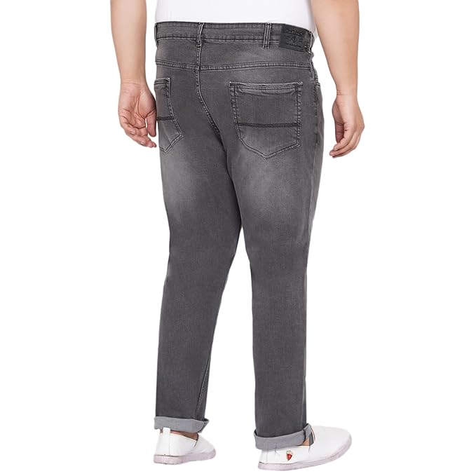 JOHN PRIDE Plus Size Men's Stretchable Mid-Rise Comfort Fit Clean Look Grey Cotton Jeans for Men - Rajputtrade