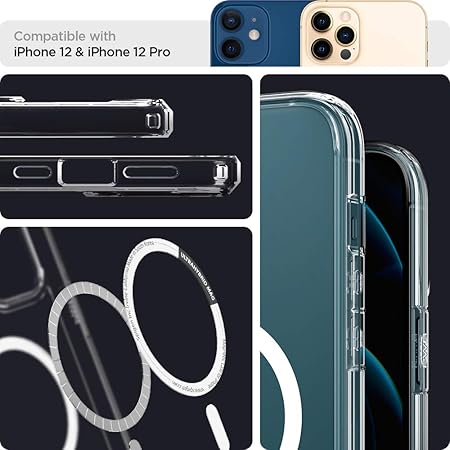 Spigen Ultra Hybrid MagFit Back Cover Case Compatible with iPhone 12 Pro/12 (TPU + Poly Carbonate | White)
