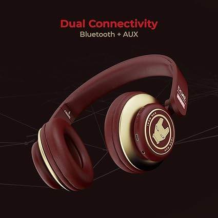 boAt Rockerz 450, 15 HRS Battery, 40mm Drivers, Padded Ear Cushions, Wireless Headphone with Mic (Stark Red) - Rajputtrade