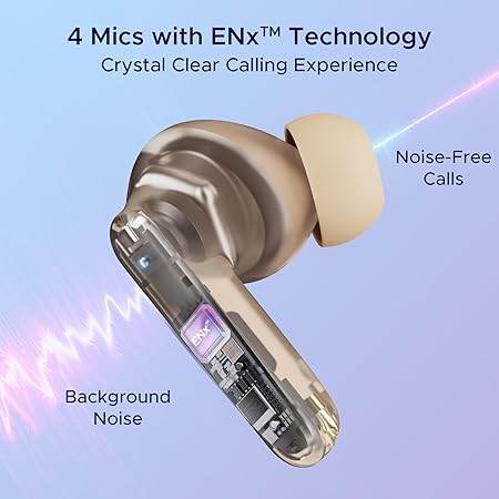boAt Airdopes 191 ANC, 32dB ANC, Ambient Mode, 60HRS Battery, 4Mics ENx, in-Ear Detection, IWP Tech, Fast Charge, v5.3 Bluetooth Earbuds, TWS Ear Buds Wireless Earphones with mic (Pellucid Orange) - Rajputtrade