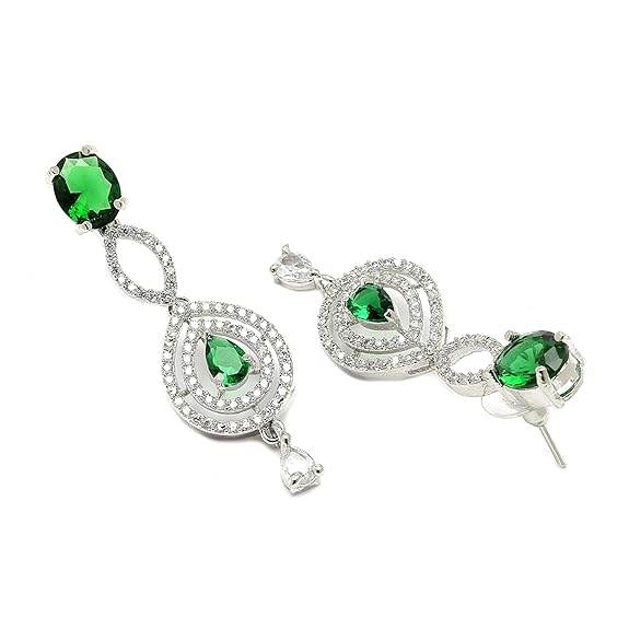 Abstract Necklace With Earrings Jewellery Set For Girls and Women (Green) - Rajputtrade