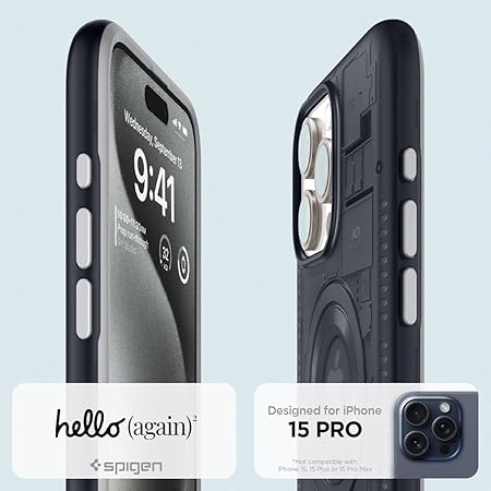 Spigen Classic C1 MagFit Back Cover Case Compatible with iPhone 15 Pro (TPU + Poly Carbonate | Graphite)