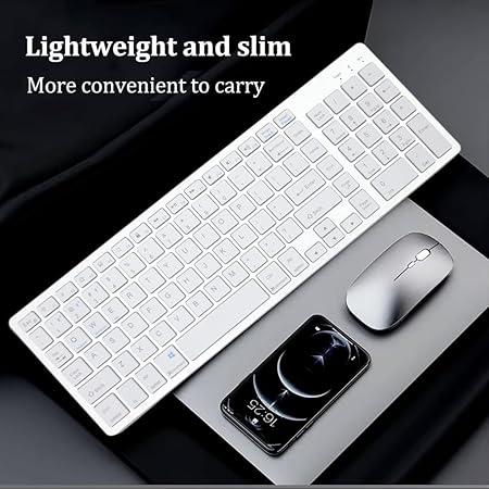 Wireless Keyboard and Mouse Combo, TECPHILE Multi Device Keyboard (3 Bluetooth5.0 + 2.4Ghz USB) Connectivity, Keyboard Protector, Easy Switch, Quiet, Rechargeable, for Computer, Tablet, Mac, Desktop - Rajputtrade