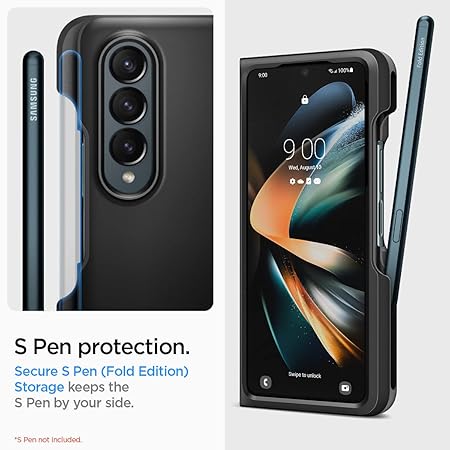 Spigen Thin Fit P for Samsung Galaxy Z Fold 4 Case, Galaxy Z Fold 4 Back Cover - TPU+PC|Black