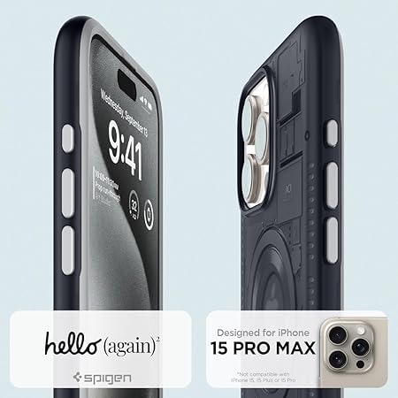 Spigen Classic C1 MagFit Back Cover Case Compatible with iPhone 15 Pro Max (TPU + Poly Carbonate | Graphite)