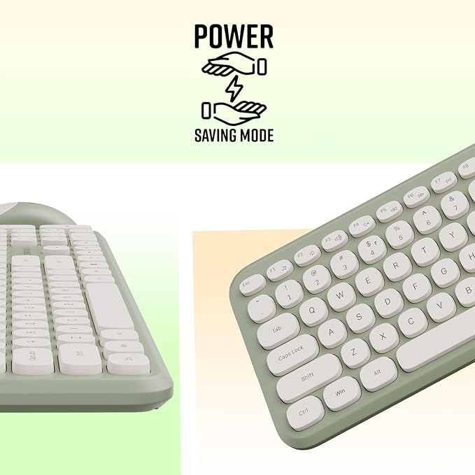 ZEBRONICS Companion 302 2.4GHZ Wireless Keyboard & Mouse Combo with UV Printed Keys,13 Multimedia Keys,800/1400/1600 DPI,High Precision,Advanced Optical Sensor Technology(Green)