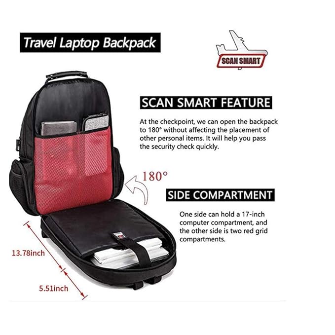 Red Lemon Swisslook Polyester Bange Series 45L 15.6-inch Laptop Bags Backpack for Men and Women Semi Waterproof USB with Anti Theft Pocket Travel Backpack - Rajputtrade