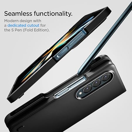 Spigen Thin Fit P for Samsung Galaxy Z Fold 4 Case, Galaxy Z Fold 4 Back Cover - TPU+PC|Black