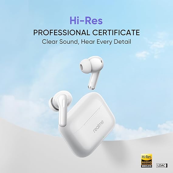 realme Buds T200 True Wireless Earbuds with Hi-Res Audio, 12.4mm Dynamic Bass Drivers, 32 dB ANC, Quad Mic, 45ms Latency, Upto 50 Hrs Playback (4 Color options)