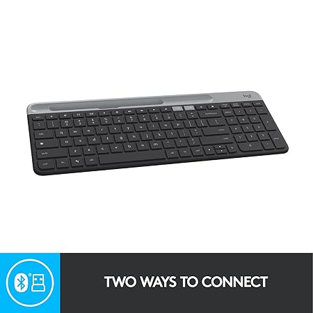 Logitech K580 Slim Multi-Device Wireless Keyboard Bluetooth/Receiver, Compact, Easy Switch, 24 Month Battery, Win/Mac, Desktop, Tablet, Smartphone, Laptop Compatible - Graphite - Rajputtrade